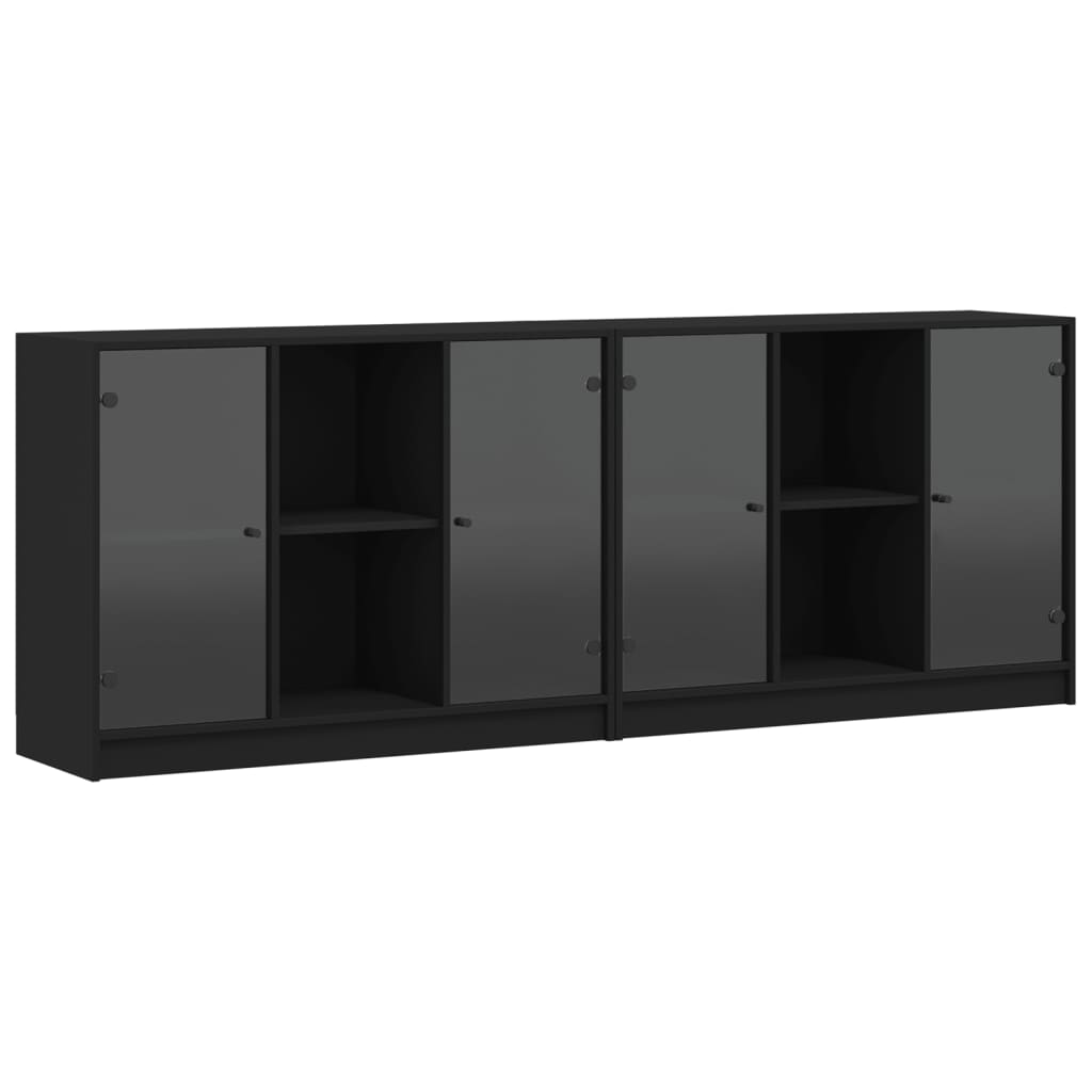 Bokhylle med dører svart 204x37x75 cm konstruert tre
