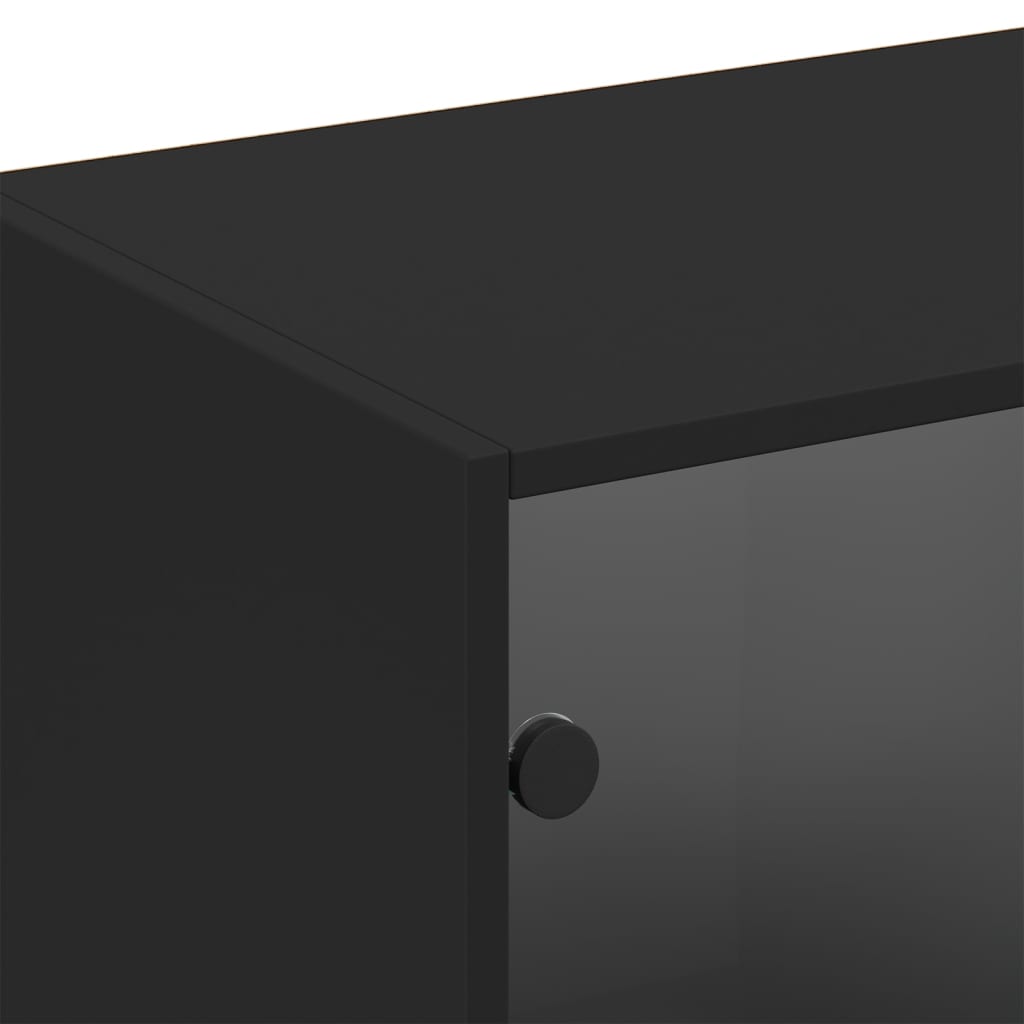 Bokhylle med dører svart 204x37x75 cm konstruert tre