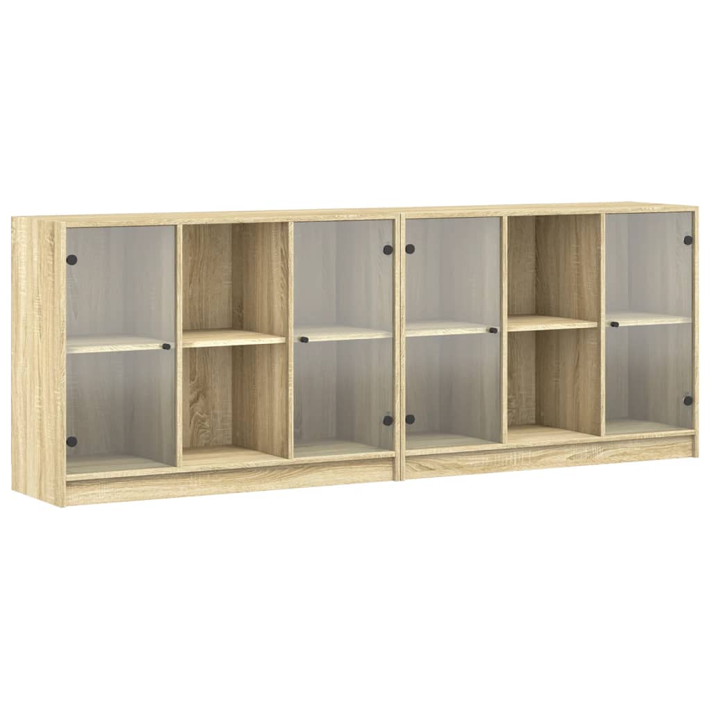 Bokhylle med dører sonoma eik 204x37x75 cm konstruert tre