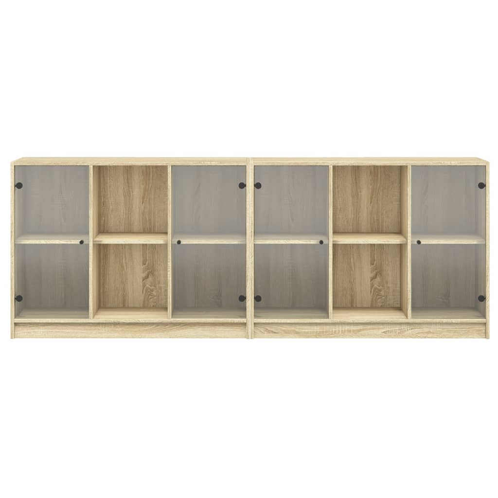 Bokhylle med dører sonoma eik 204x37x75 cm konstruert tre