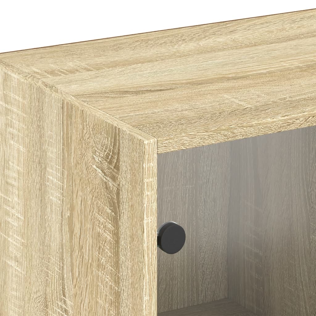 Bokhylle med dører sonoma eik 204x37x75 cm konstruert tre