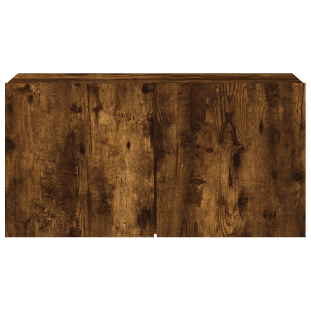 Veggmontert TV-benk røkt eik 80x30x41 cm