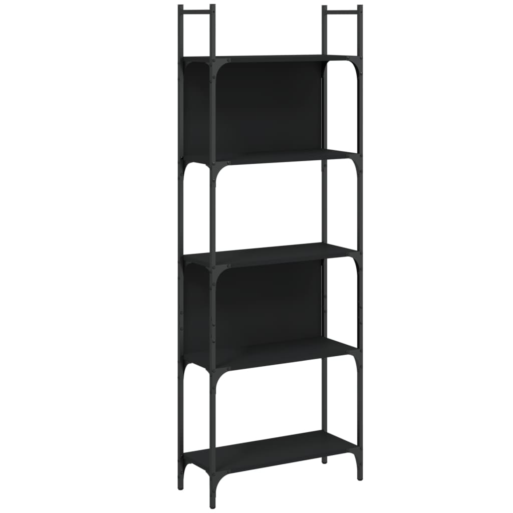 Bokhylle 5 etasjer svart 60,5x24x166,5 cm konstruert tre