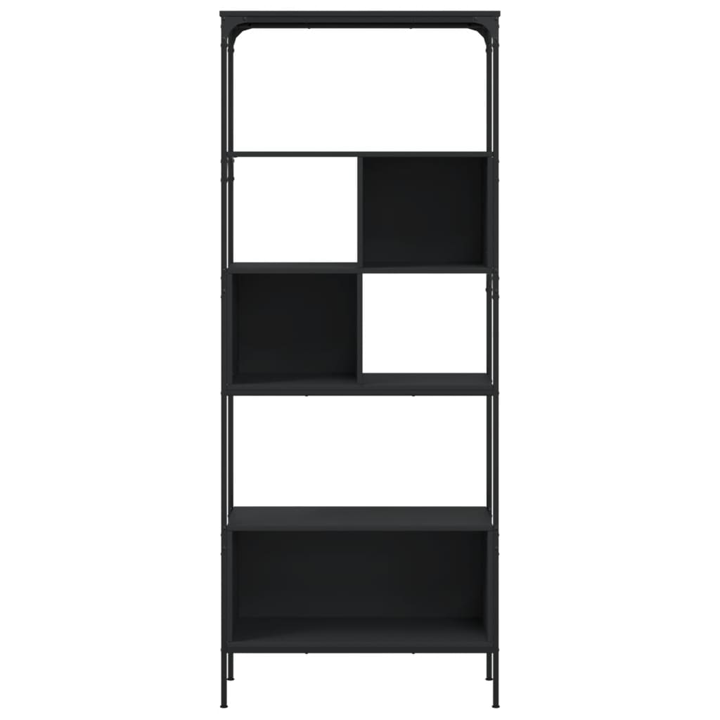 Bokhylle 5 etasjer svart 76x33x188,5 cm konstruert tre