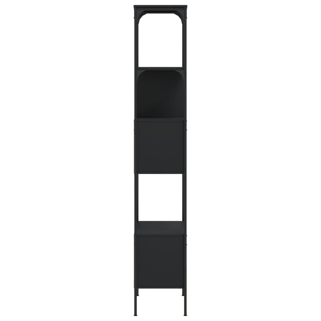 Bokhylle 5 etasjer svart 76x33x188,5 cm konstruert tre