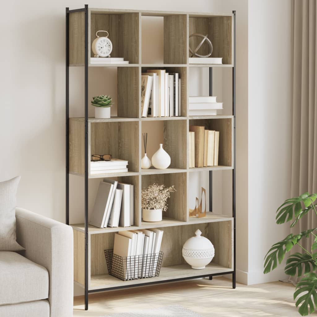 Bokhylle sonoma eik 102x28x172 cm konstruert tre