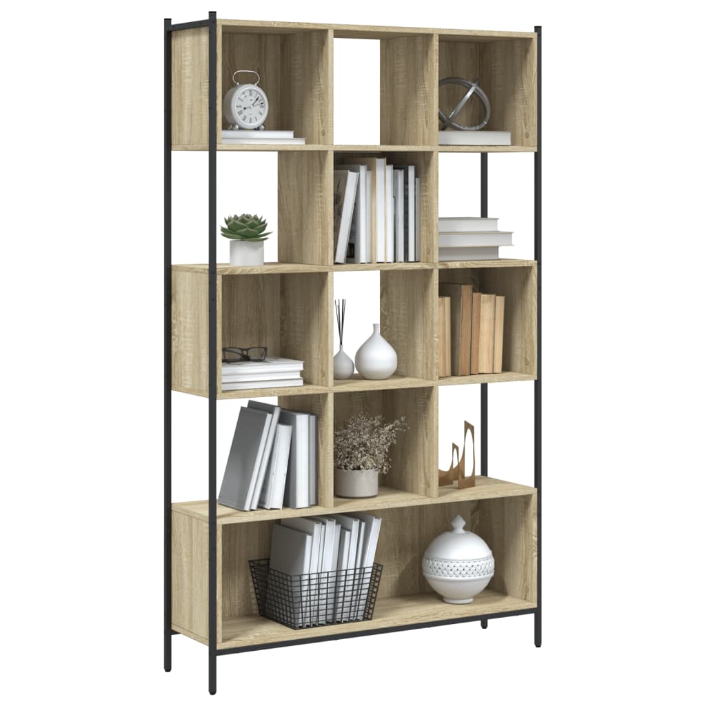 Bokhylle sonoma eik 102x28x172 cm konstruert tre