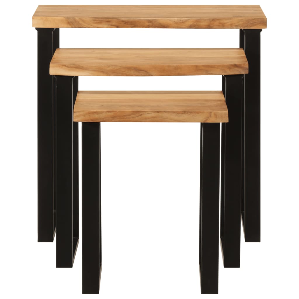 Stablebord med naturlig kant 3 stk heltre akasie