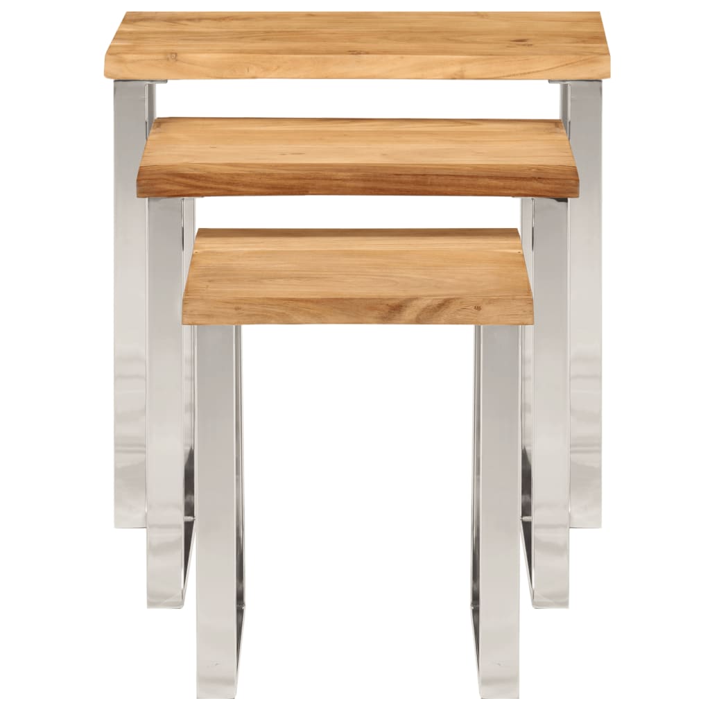 Stablebord med naturlig kant 3 stk heltre akasie