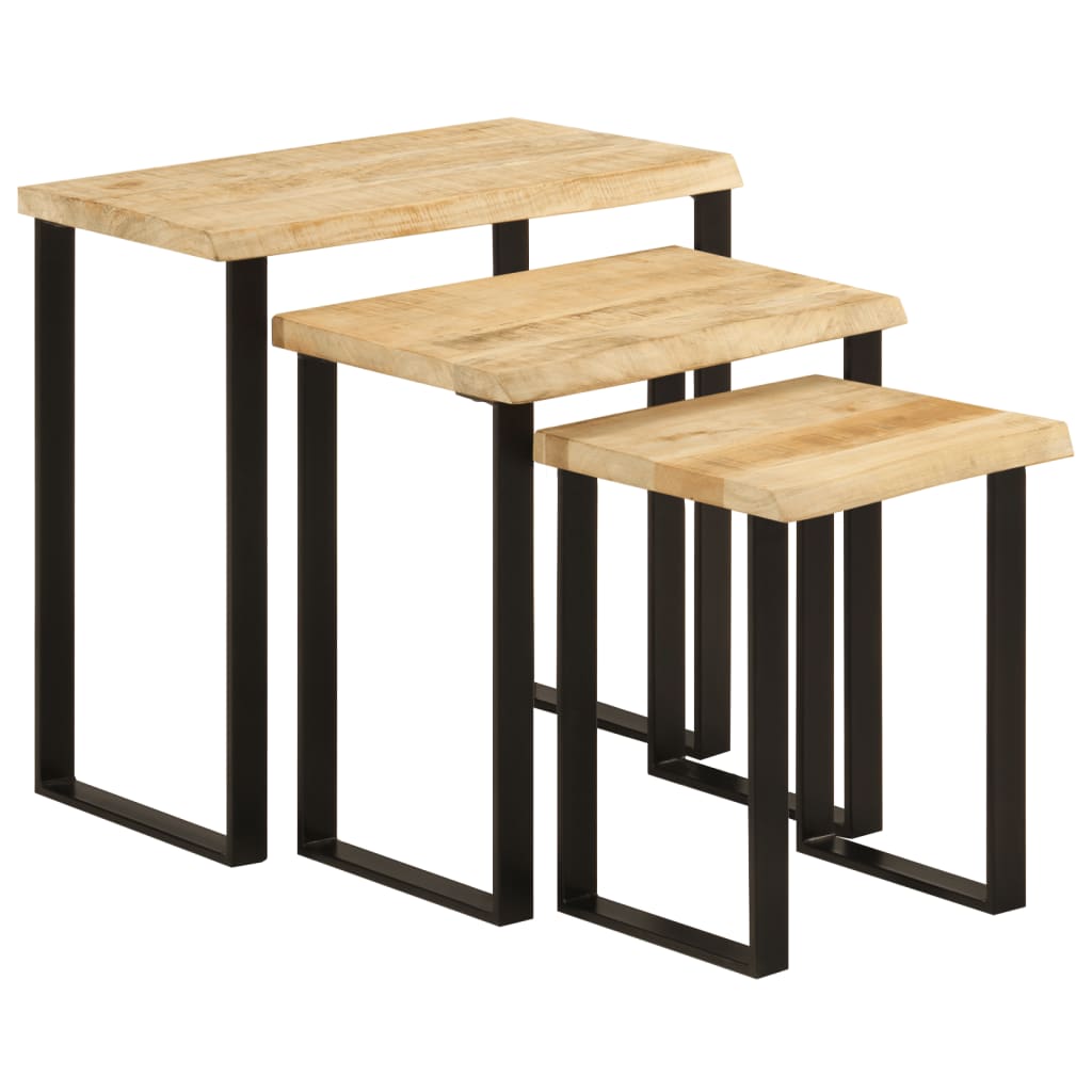 Stablebord med naturlig kant 3 stk heltre mango