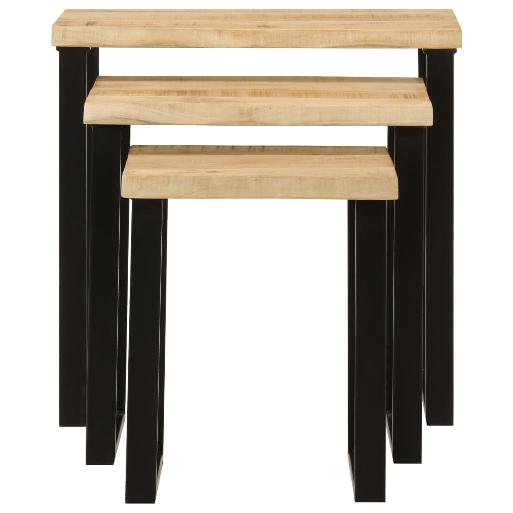 Stablebord med naturlig kant 3 stk heltre mango