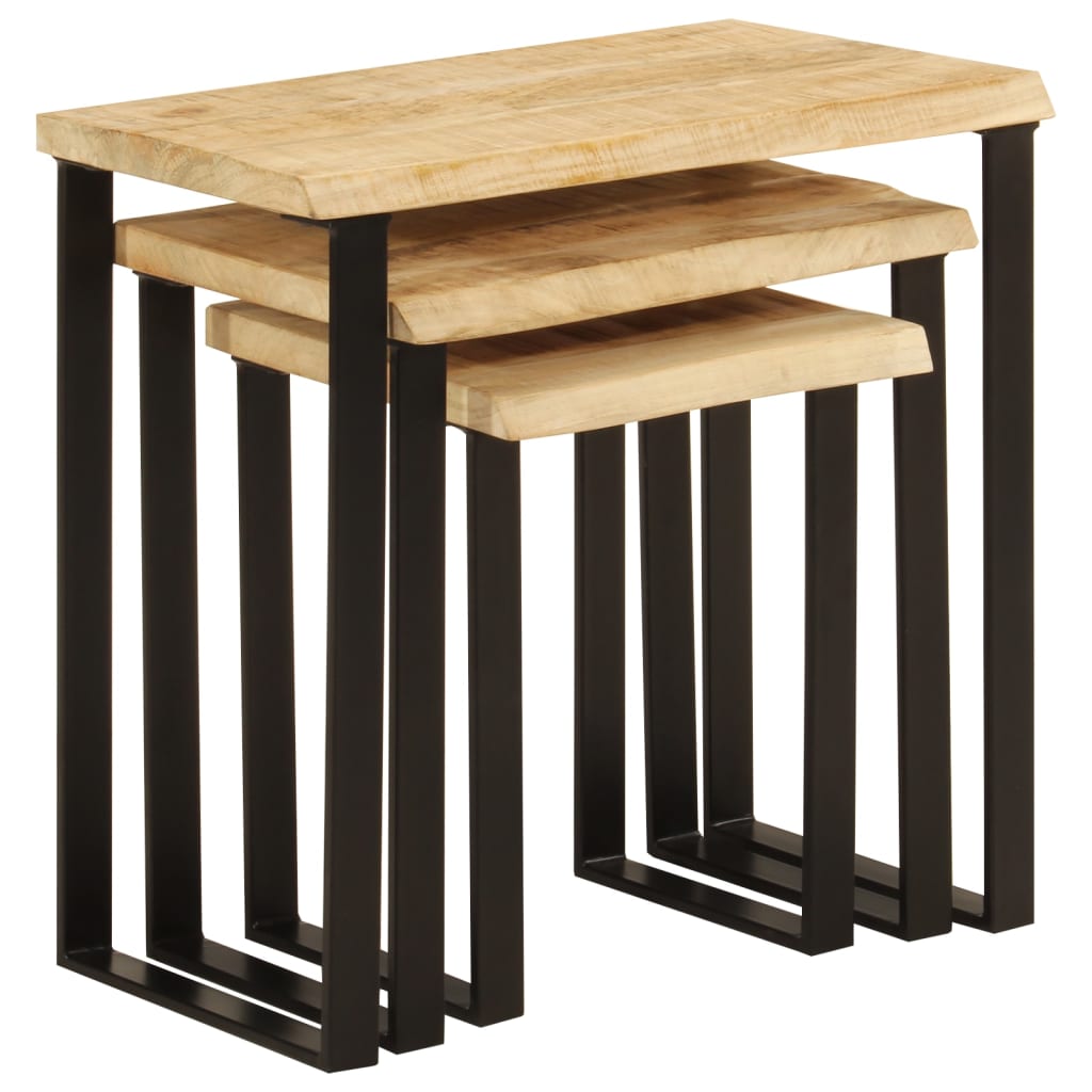 Stablebord med naturlig kant 3 stk heltre mango