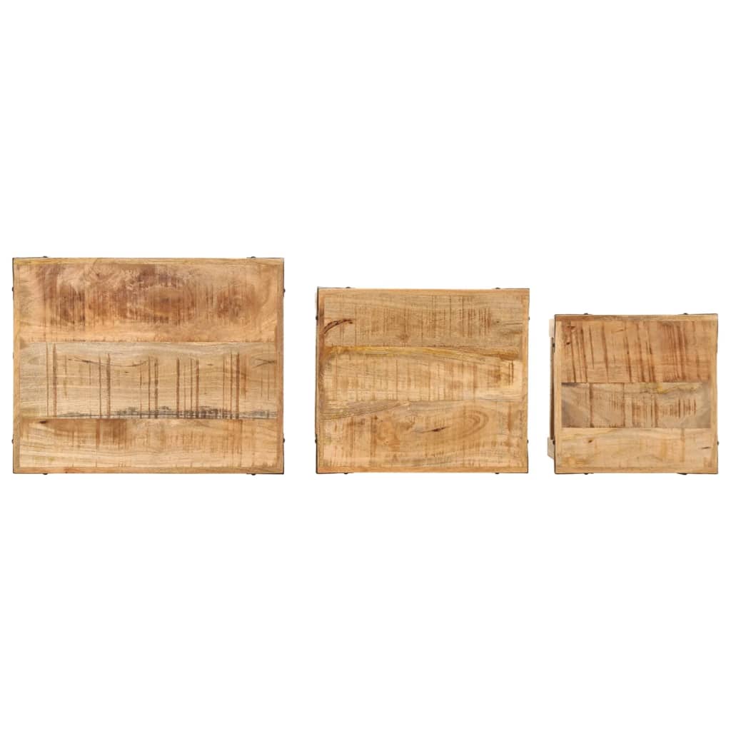 Stablebare sidebord 3 stk grovt heltre mangotre
