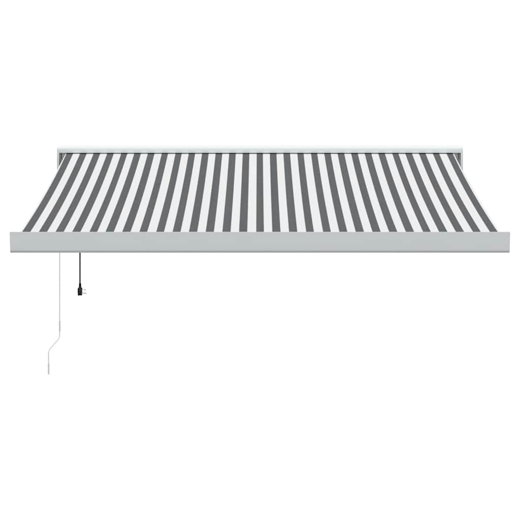 Uttrekkbar markise antrasitt og hvit 3,5x2,5 m stoff aluminium