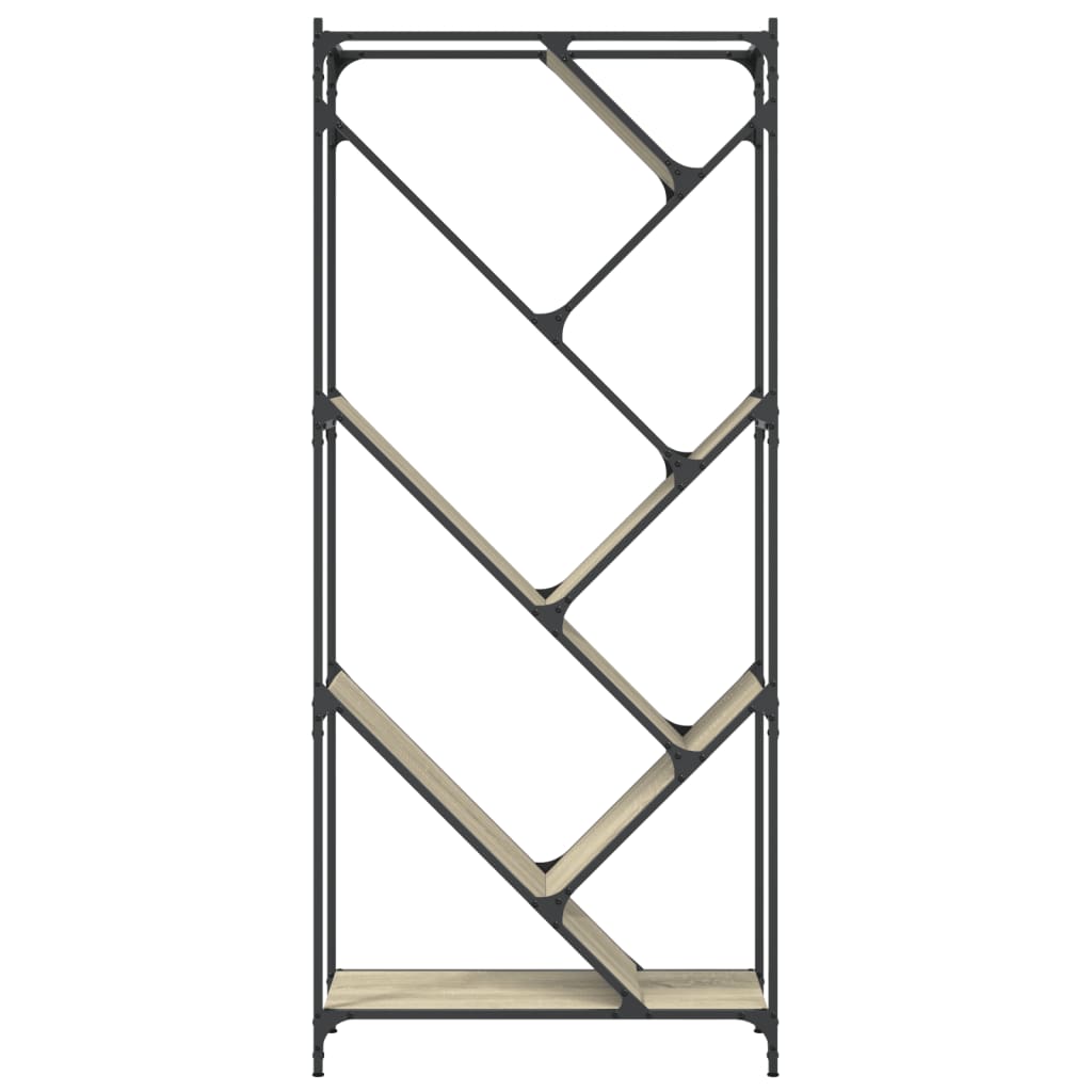 Bokhylle sonoma eik 79x30x180 cm konstruert tre og metall