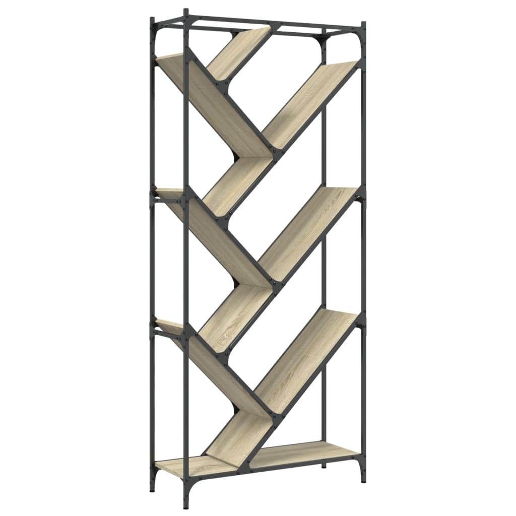 Bokhylle sonoma eik 79x30x180 cm konstruert tre og metall