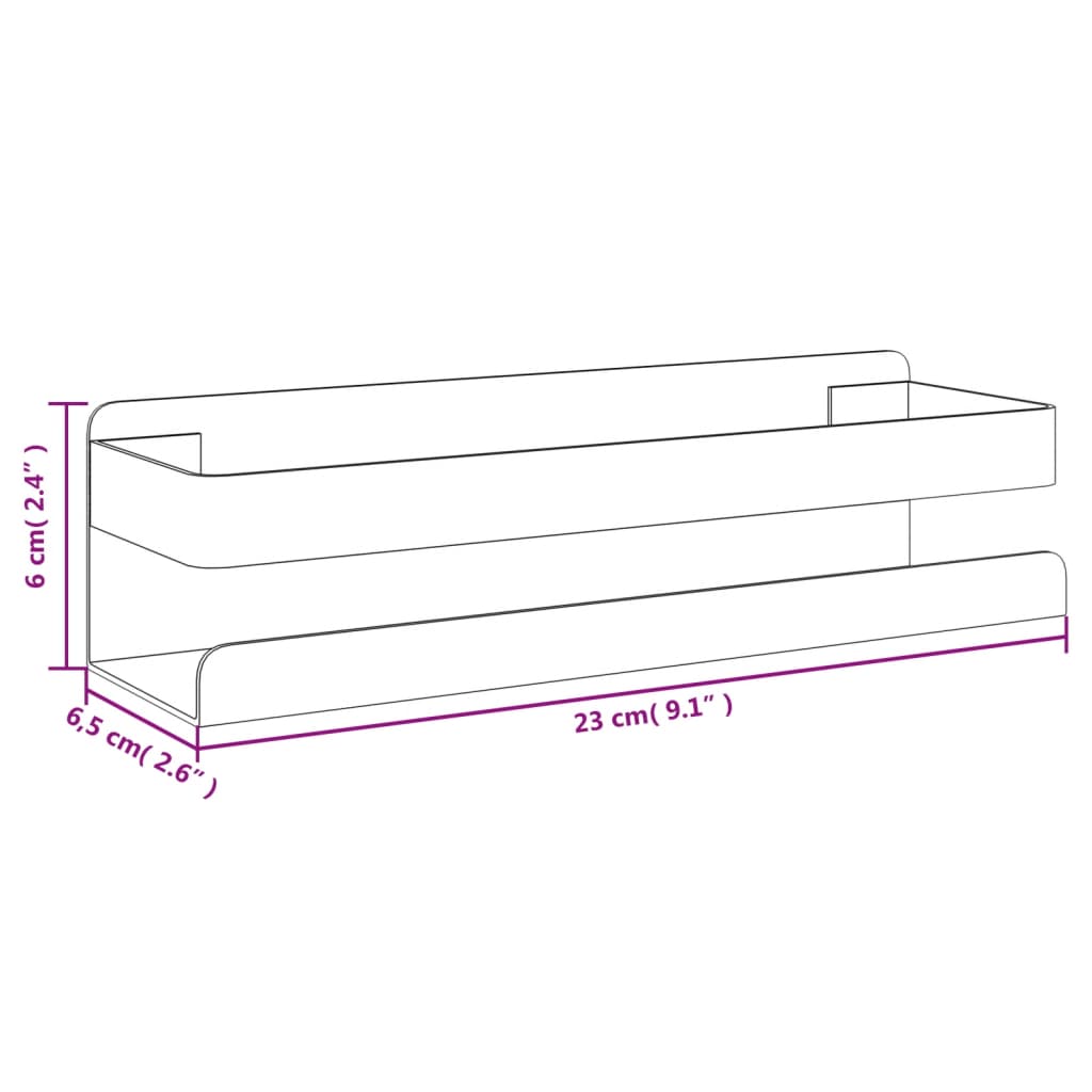 Dusjhylle matt svart 23x6,5x6 cm børstet 304 rustfritt stål