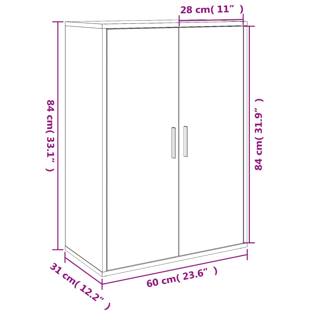 Skjenk sonoma eik 60x31x84 cm konstruert tre