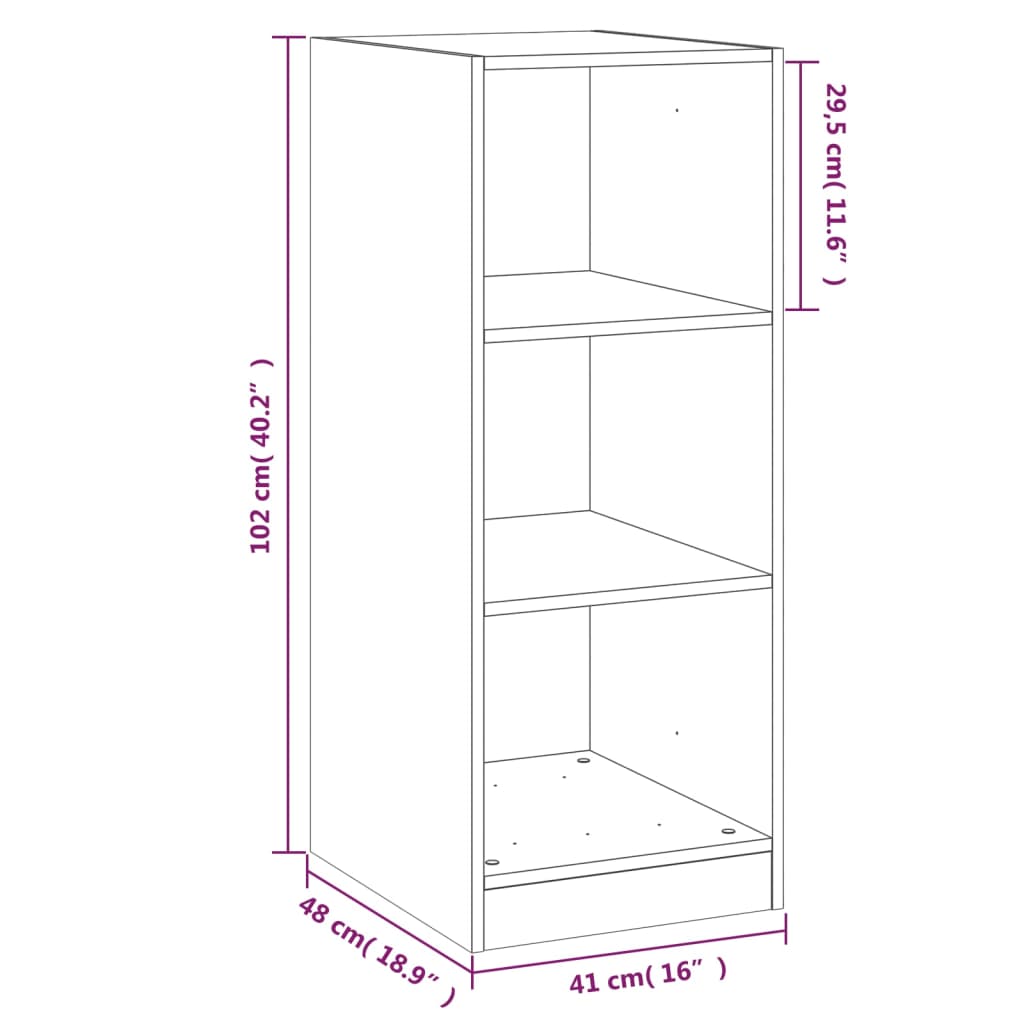 Garderobe brun eik 48x41x102 cm konstruert tre