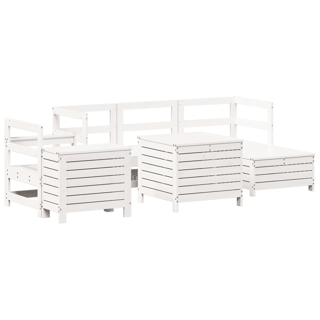 Hagesofasett 7 deler hvit heltre furu