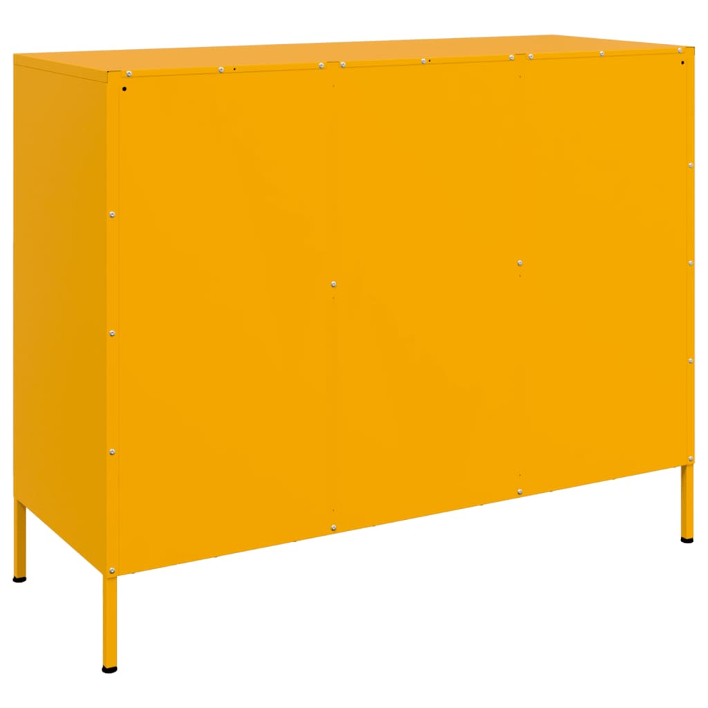 Skjenk sennepsgul 100,5x39x79 cm stål