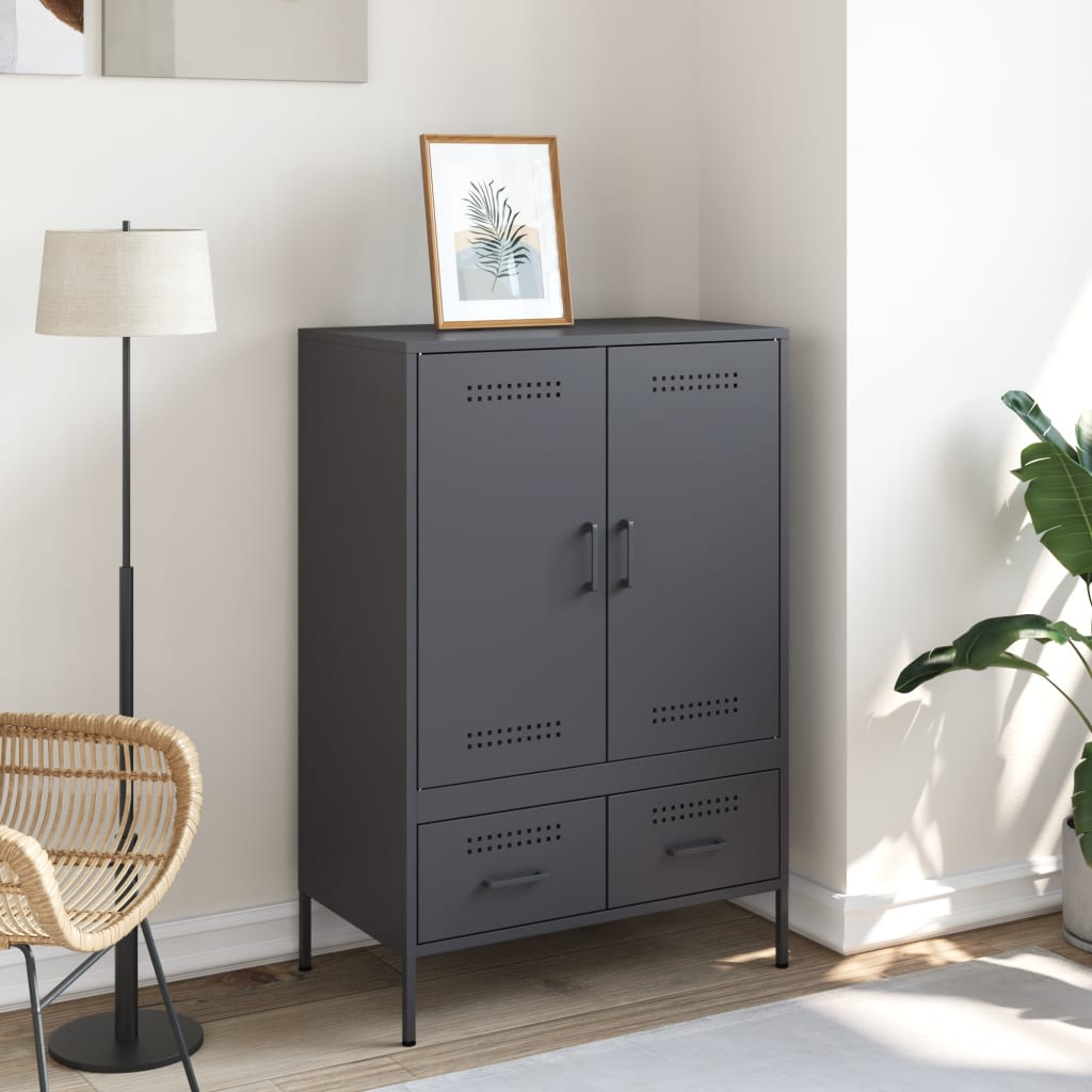 Highboard antrasitt 68x39x101,5 cm stål