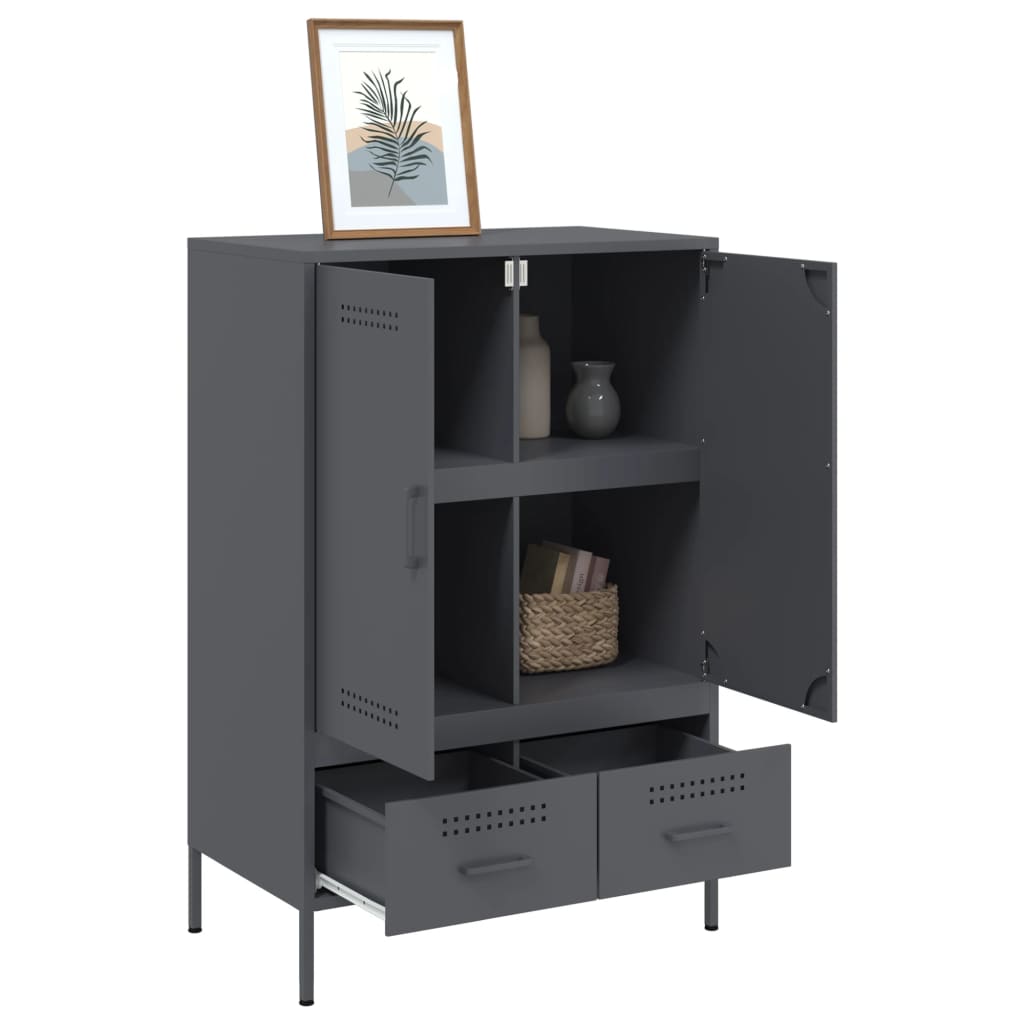 Highboard antrasitt 68x39x101,5 cm stål