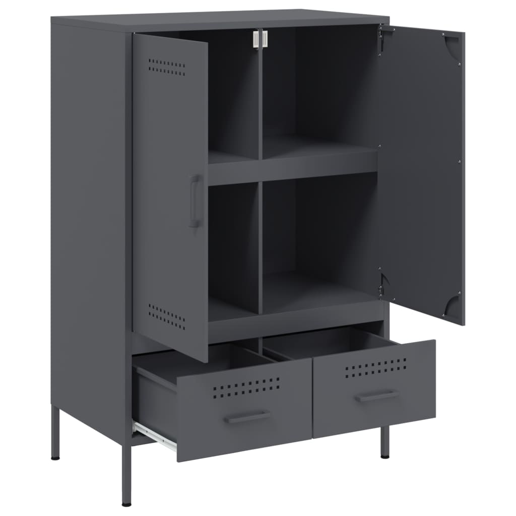 Highboard antrasitt 68x39x101,5 cm stål