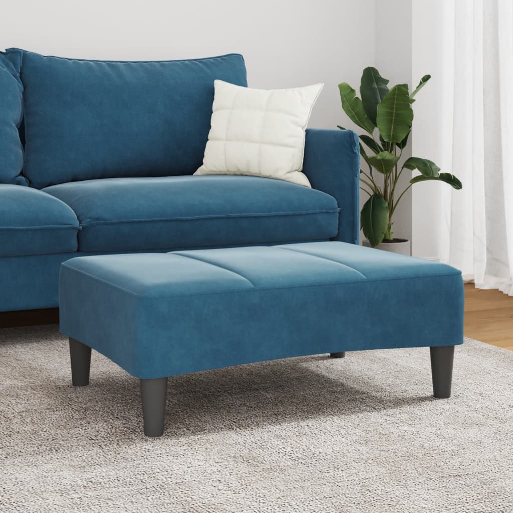 Fotskammel blå 77x55x31 cm fløyel