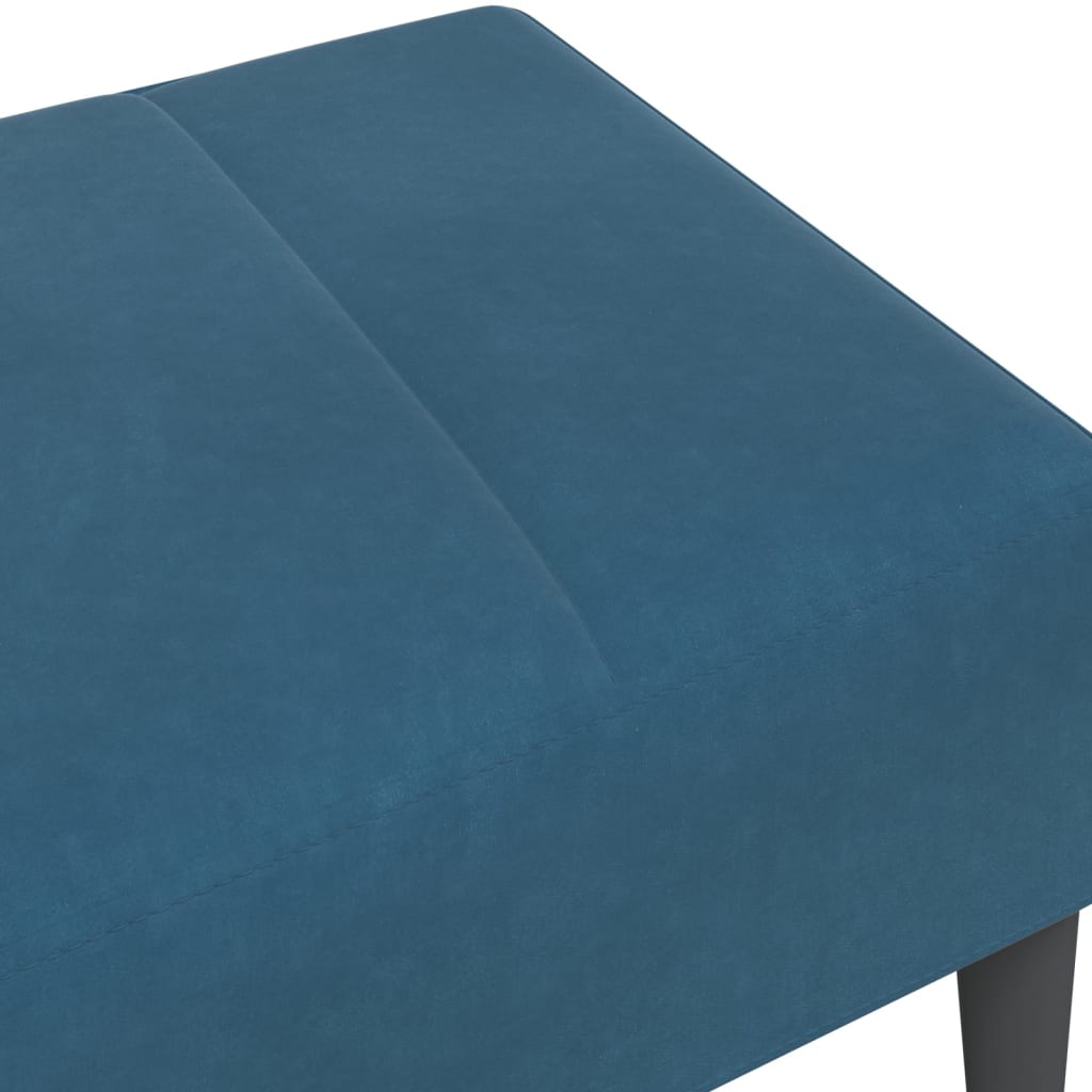 Fotskammel blå 77x55x31 cm fløyel