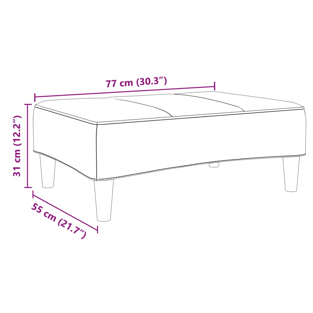 Fotskammel blå 77x55x31 cm fløyel