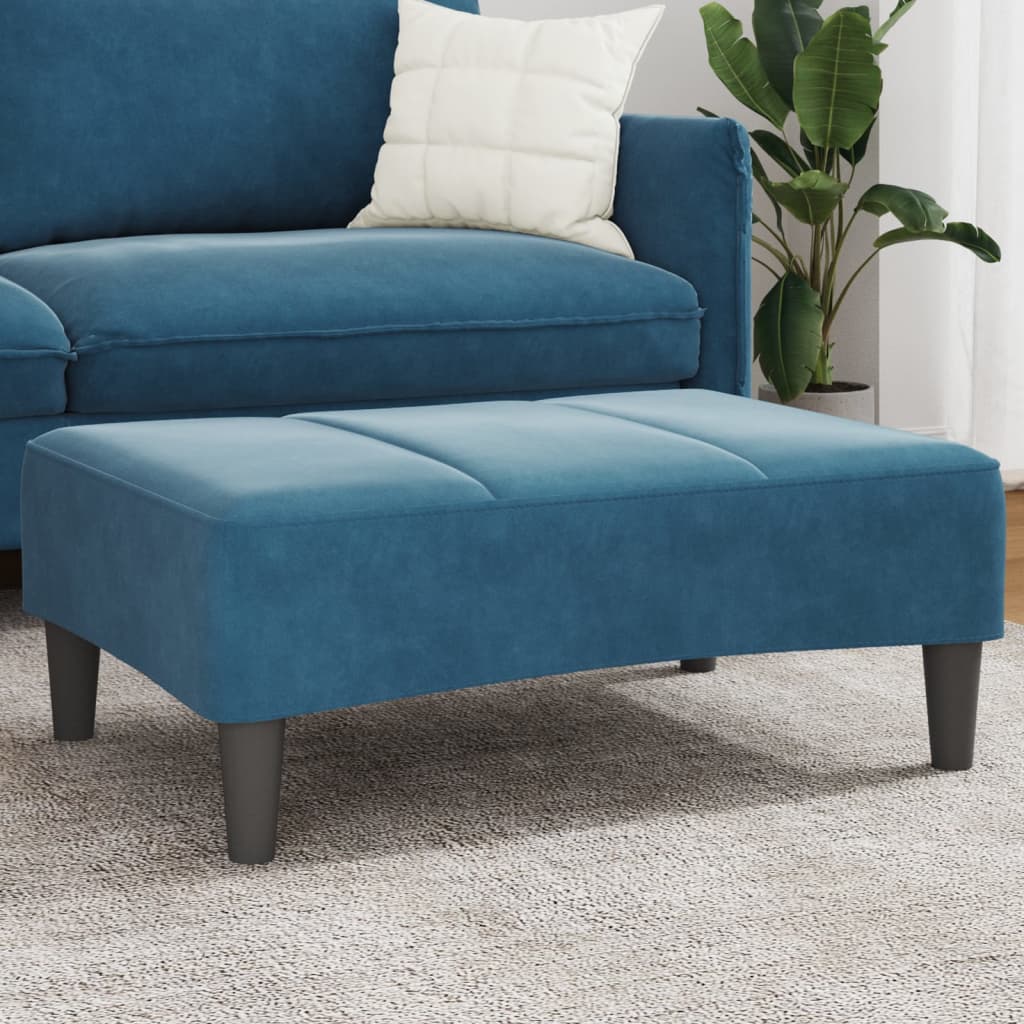 Fotskammel blå 77x55x31 cm fløyel