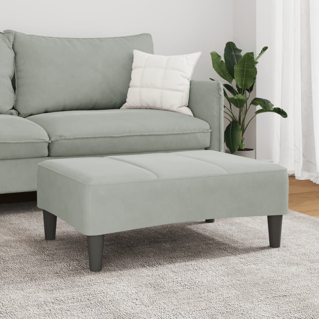 Fotskammel lysegrå 77x55x31 cm fløyel