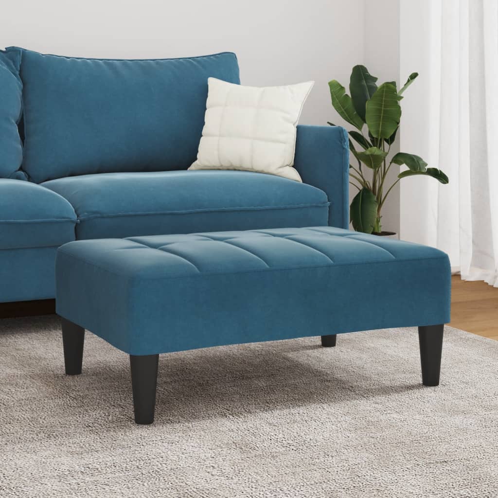 Fotskammel blå 77x55x31 cm fløyel