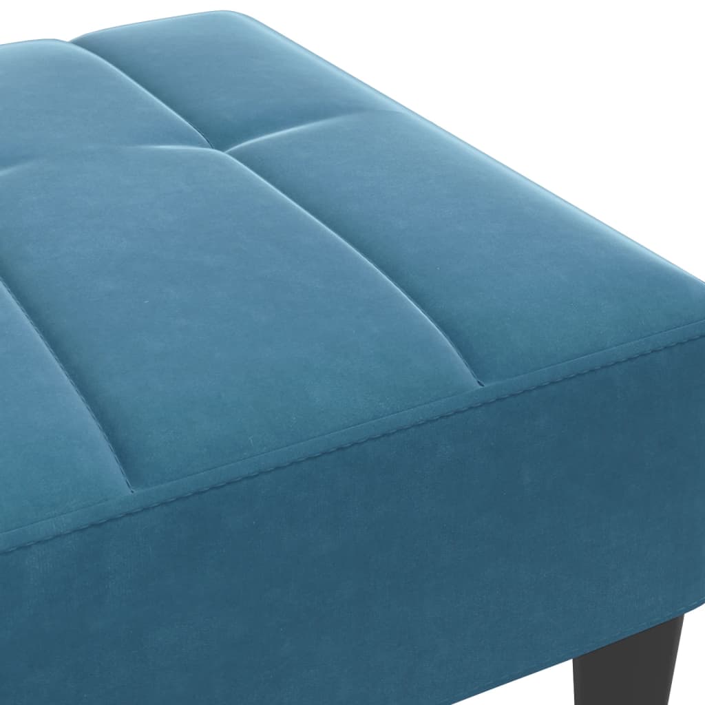 Fotskammel blå 77x55x31 cm fløyel