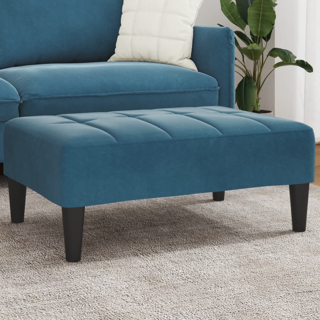 Fotskammel blå 77x55x31 cm fløyel