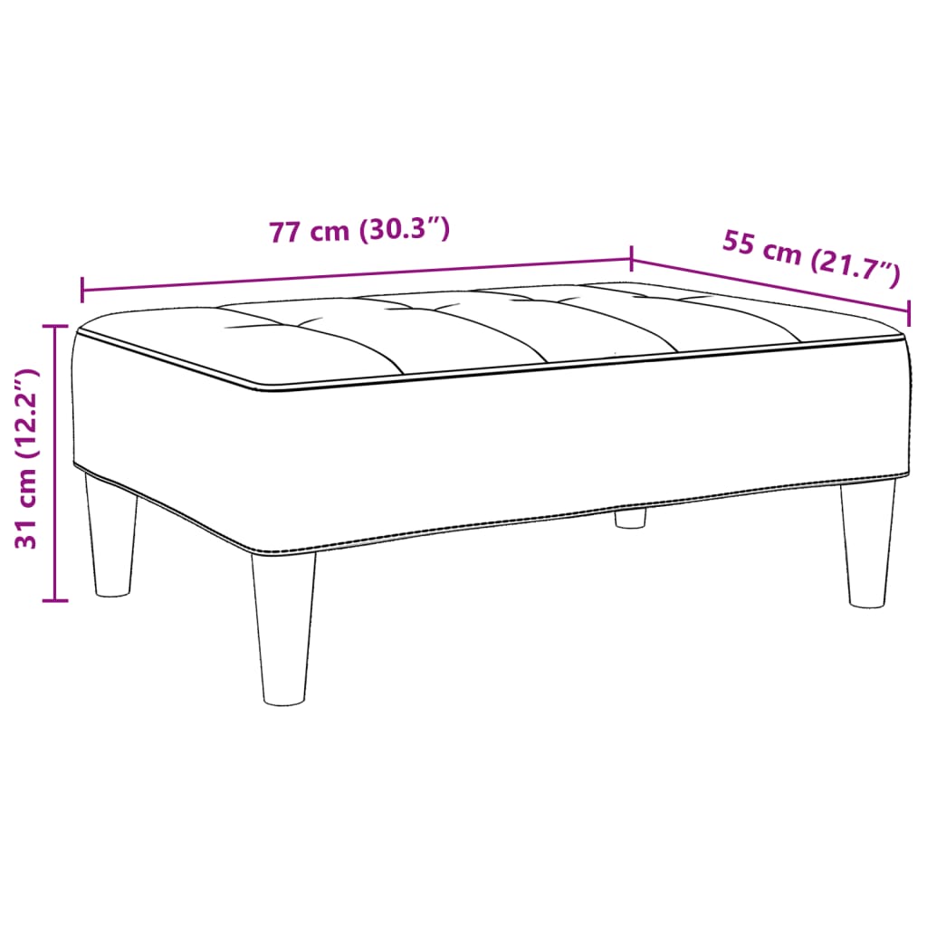 Fotskammel gul 77x55x31 cm fløyel