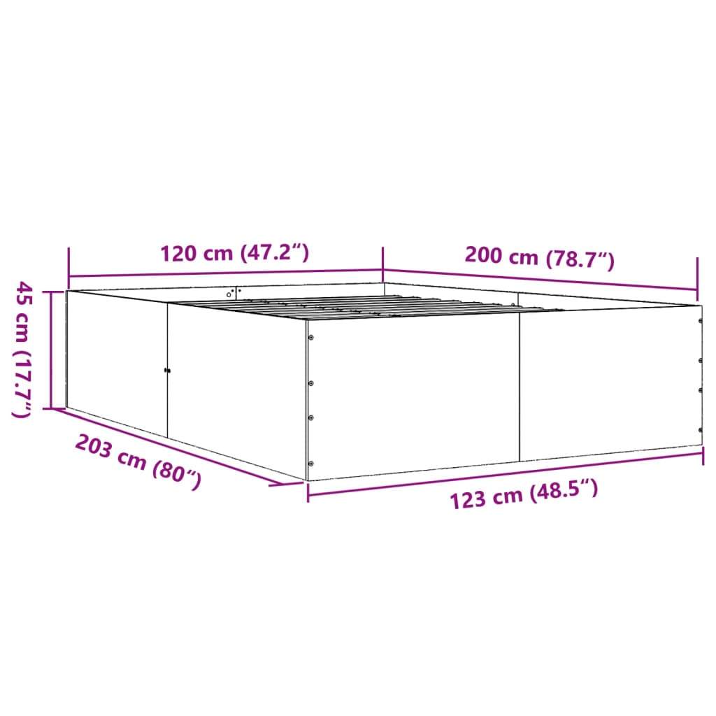 Sengeramme hvit 120x200 cm konstruert tre
