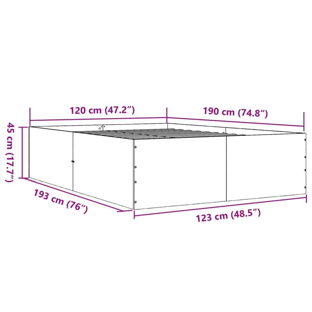 Sengeramme hvit 120x190 cm konstruert tre