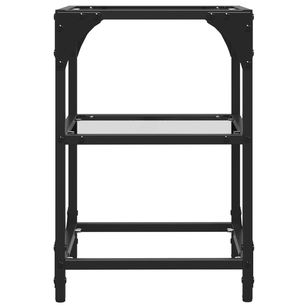 Stablebord med gjennomsiktig glassplate 30x30x45 cm stål