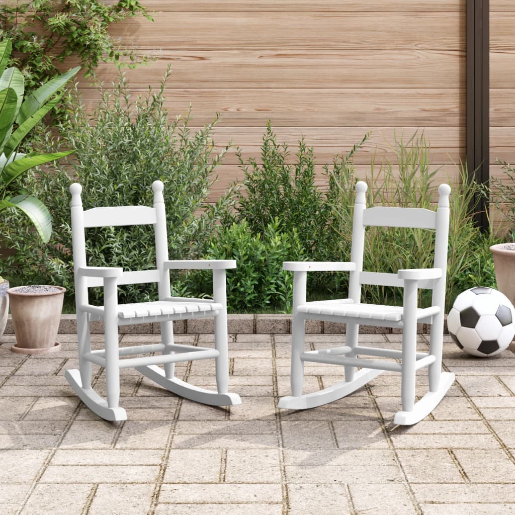 Gyngestoler for barn 2 stk hvit heltre poppeltre