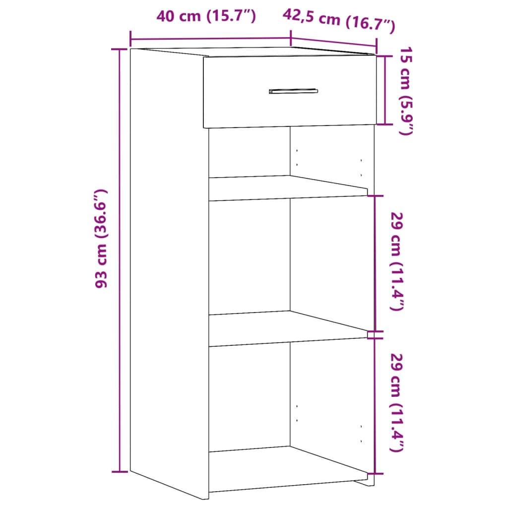 Skjenk sonoma eik 40x42,5x93 cm konstruert tre