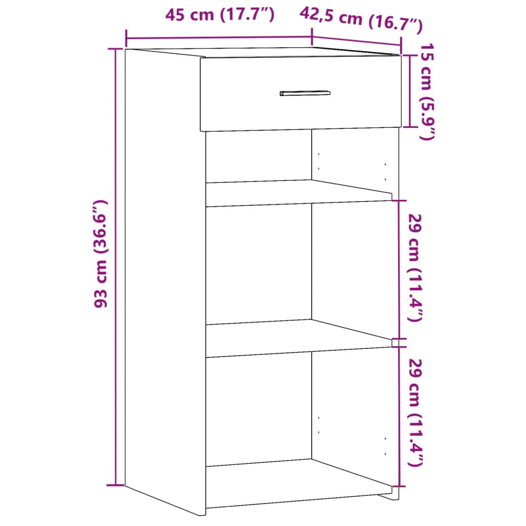 Skjenk sonoma eik 45x42,5x93 cm konstruert tre