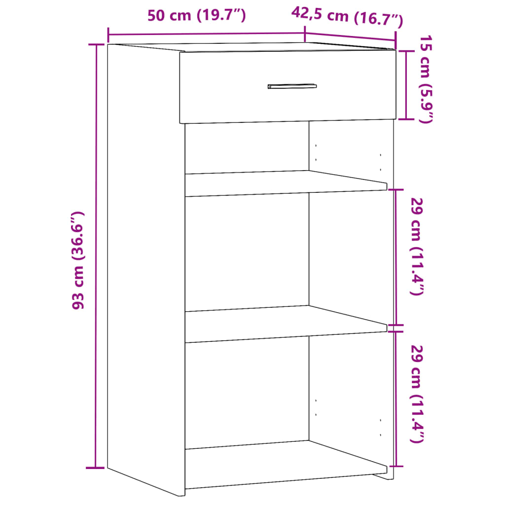 Skjenk sonoma eik 50x42,5x93 cm konstruert tre