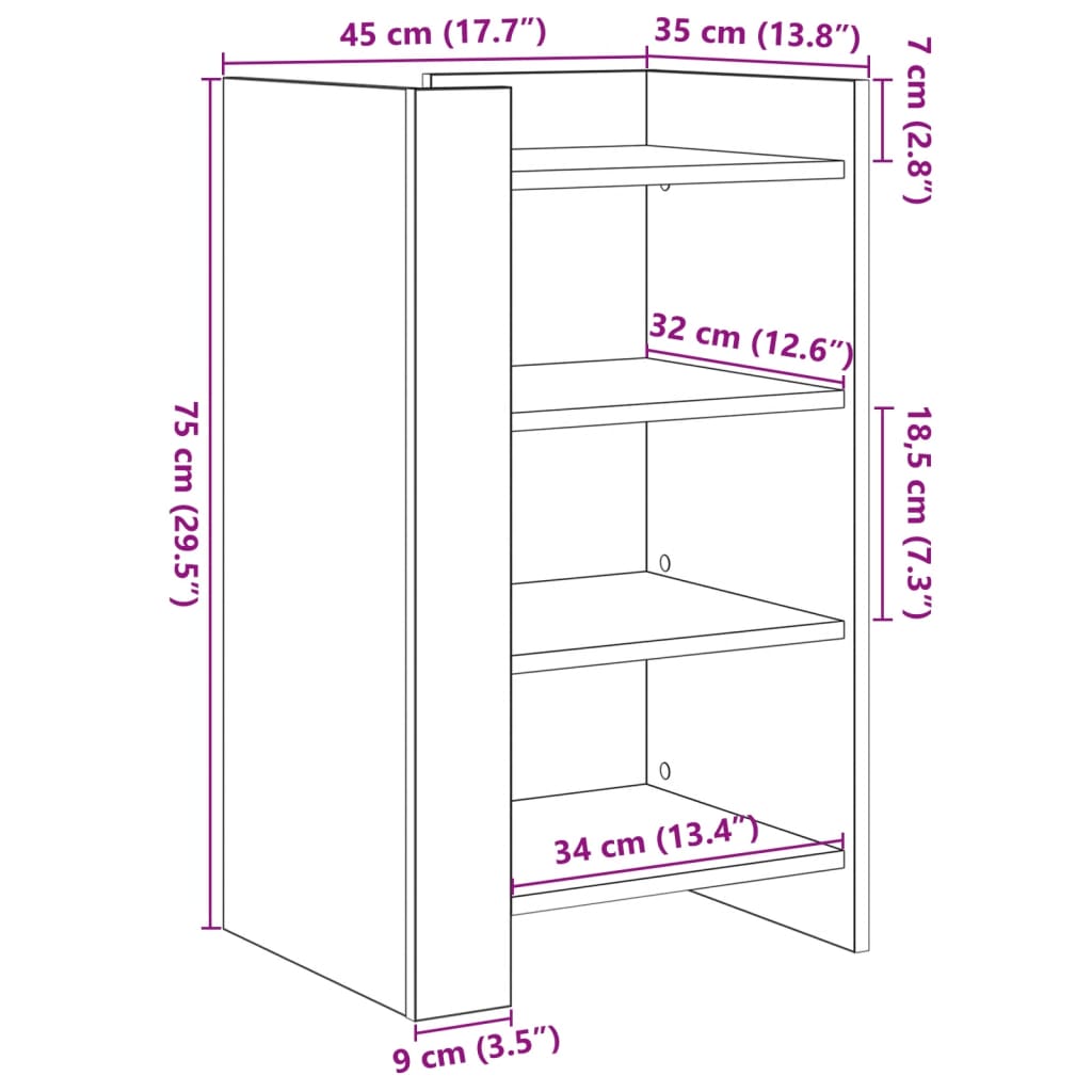 Skjenk sonoma eik 45x35x75 cm konstruert tre