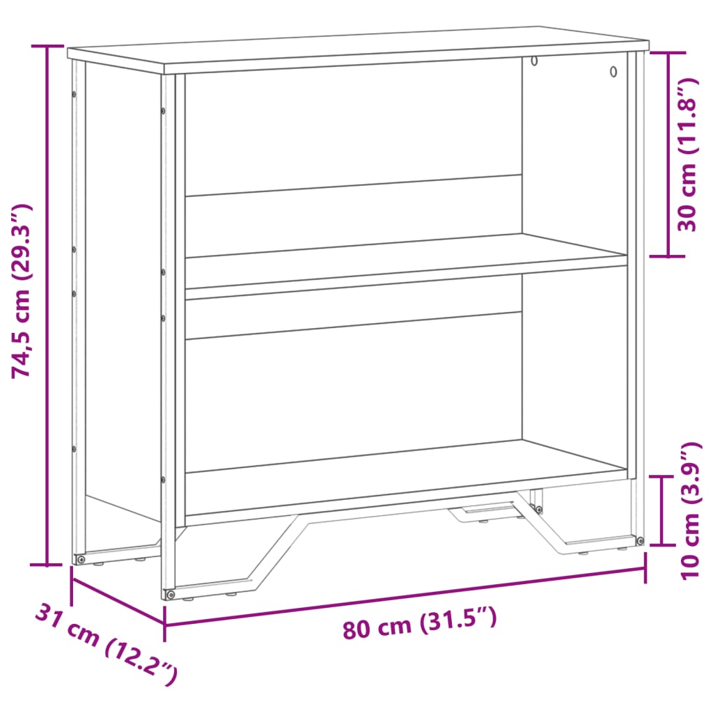 Bokhylle sonoma eik 80x31x74,5 cm konstruert tre