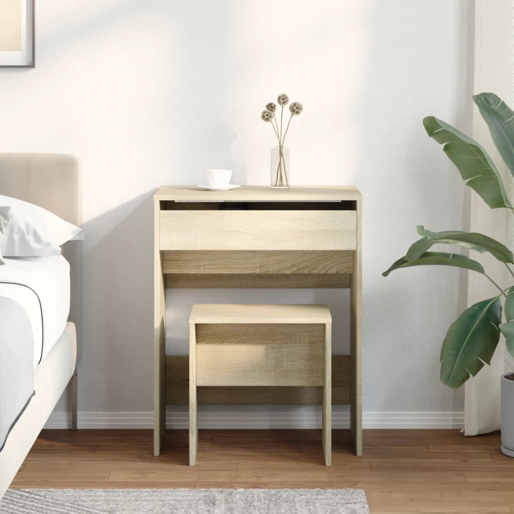 Sminkebord med krakk sonoma eik 60x40x113,5 cm