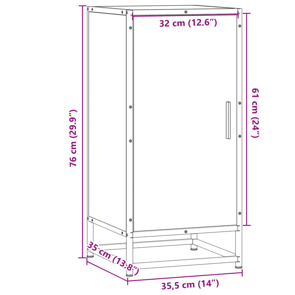 Skjenk sonoma eik 35,5x35x76 cm konstruert tre og metall