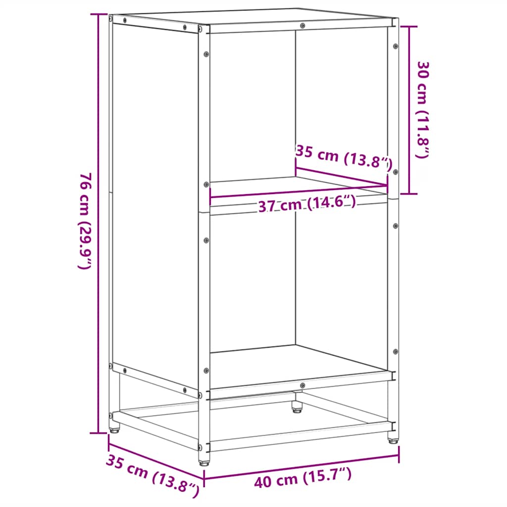 Bokhylle sonoma eik 40x35x76 cm konstruert tre