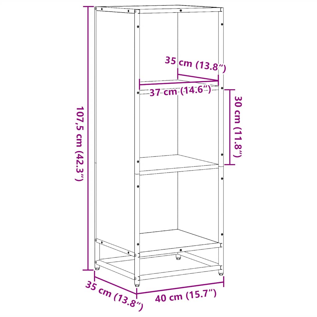 Bokhylle sonoma eik 40x35x107,5 cm konstruert tre